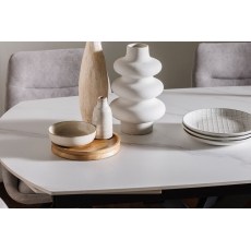 Sintered Stone 140-200cm Twist Extending Dining Table Set in White with x4 Paige Chairs Sintered Stone 140-200cm Twist Extending Dining Table Set in White with x4 Paige Chairs