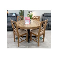 Ex-Display St Austell - Nixon Reclaimed Wood Round Dining Table + 4 Chairs Ex-Display St Austell - Nixon Reclaimed Wood Round Dining Table + 4 Chairs