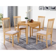 Alaska Oak Round Drop Leaf Dining Table Set 2 Chairs Furniture