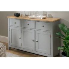 Chester Oak Painted Grey - Large 3 Door 3 Drawer Sideboard -130cm| Moles Breath Grey Chester Oak Painted Grey - Large 3 Door 3 Drawer Sideboard -130cm| Moles Breath Grey