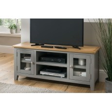 Chester Oak Painted Grey - Large TV Unit 120cm Wide| Moles Breath Grey Chester Oak Painted Grey - Large TV Unit 120cm Wide| Moles Breath Grey
