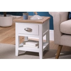 Chester Oak Painted White - Lamp Table 36x40cm| F&B All White Chester Oak Painted White - Lamp Table 36x40cm| F&B All White