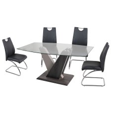 Zen Glass Dining Table Set & 4 Dining Chairs in Black Zen Glass Dining Table Set & 4 Dining Chairs in Black
