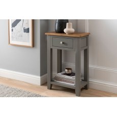 Chester Oak Painted Grey - 1 Drawer Console Table 50cm Wide| Moles Breath Grey Chester Oak Painted Grey - 1 Drawer Console Table 50cm Wide| Moles Breath Grey