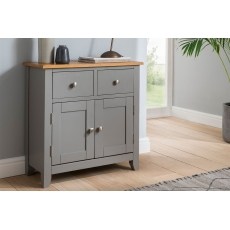 Chester Oak Painted Grey - Mini 2 Door Sideboard 75cm Wide| Moles Breath Grey Chester Oak Painted Grey - Mini 2 Door Sideboard 75cm Wide| Moles Breath Grey