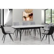 Caira Set of 4 Upholstered Dining Chairs in Grey Caira Set of 4 Upholstered Dining Chairs in Grey