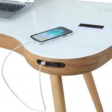 San Francisco Smart Desk - Oak/White Glass Top San Francisco Smart Desk - Oak/White Glass Top