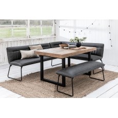Nixon Reclaimed Wood 135cm Dining Table Set with Cooper Corner Bench & Low Bench in Grey Nixon Reclaimed Wood 135cm Dining Table Set with Cooper Corner Bench & Low Bench in Grey