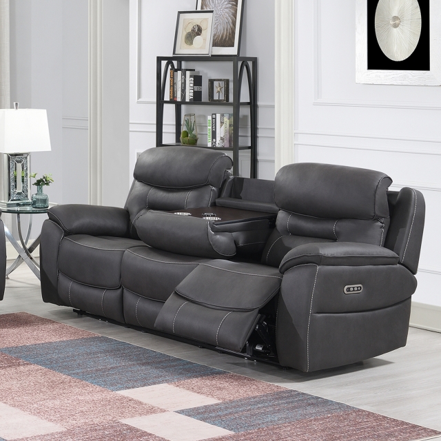 3 seater power recliner deals leather sofa