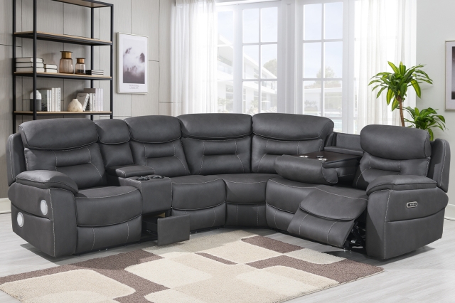 Corner recliner sofa with cup deals holders