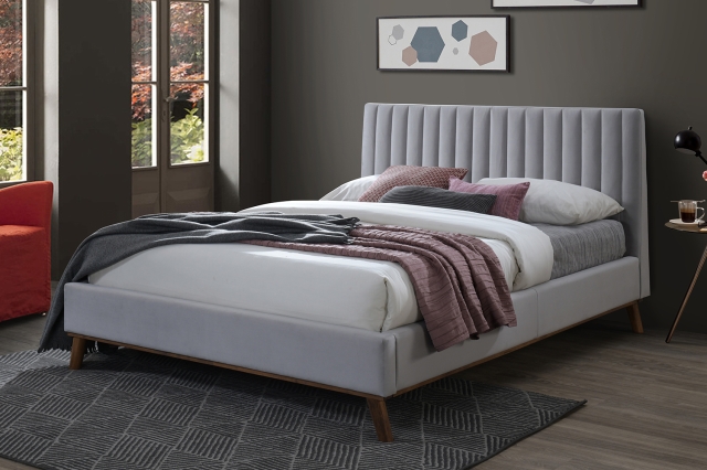 Soft velvet store grey bed