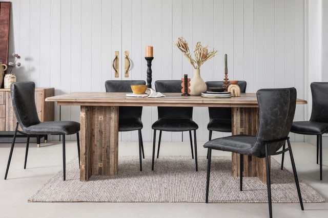 Fairfax Reclaimed Slatted Wood 160cm Dining Table - Furniture World