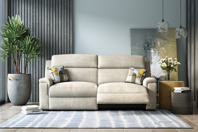 Cream 2 seater recliner outlet sofa