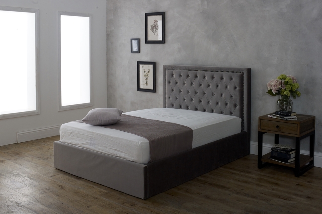 Silver fabric outlet bed frame