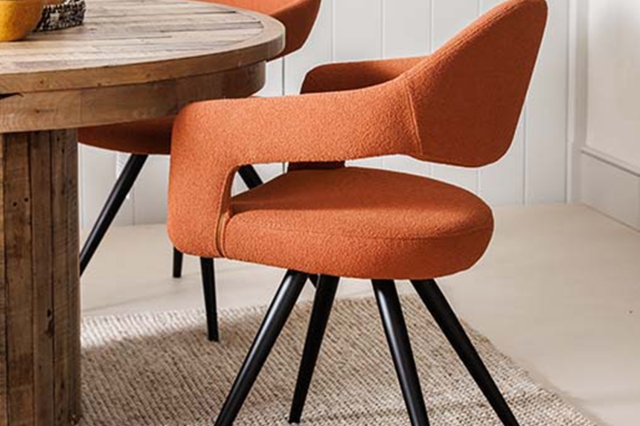 Orange fabric online dining chairs