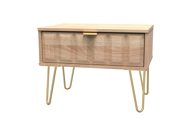 1 Drawer Wide Bedside Table with Cube Panel Design - Furniture World