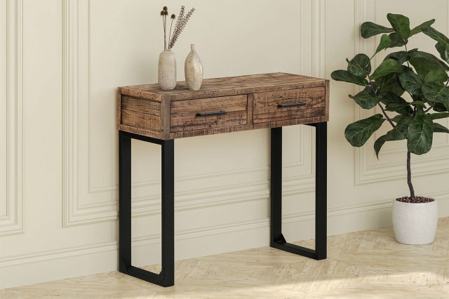 CFL Boston Reclaimed Wood Industrial Console Table