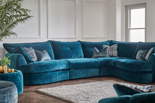 Teal corner deals sofa