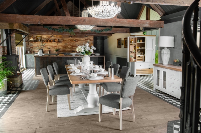 Traditional farmhouse store dining room