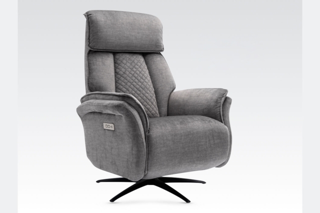 Annaghmore Furniture Evo Soft Touch Fabric 360 Swivel Dual Motor Electric Recliner Chair in Grey