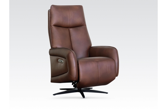 Annaghmore Furniture Pablo Leather 360 Swivel Triple Motor Electric Recliner Chair in Dark Brown