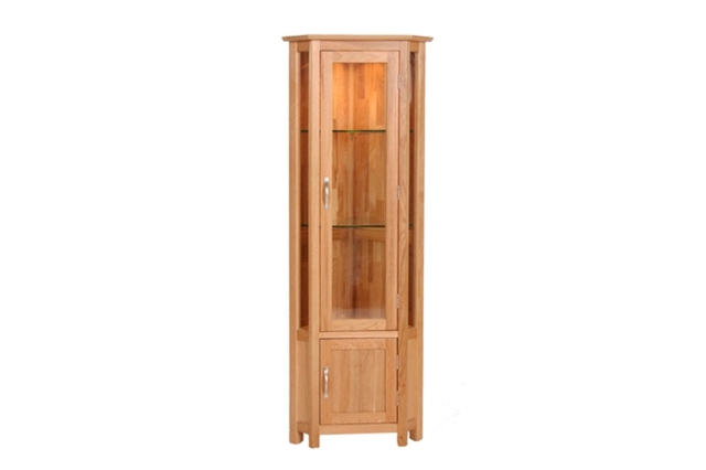 Bosi Moda Solid Oak Corner Display Cabinet