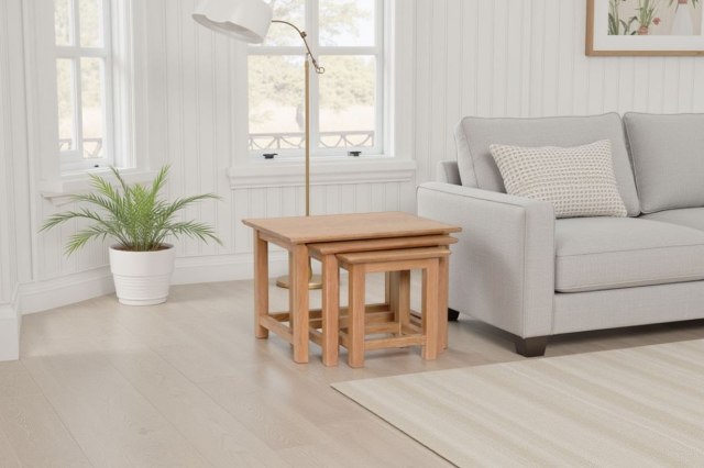 Moda 100% Solid Oak Nest Of Tables Moda 100% Solid Oak Nest Of Tables