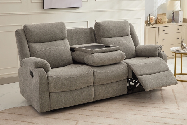 Sofa Source Ireland Ellena Light Grey 3 Seater Recliner Sofa with Table