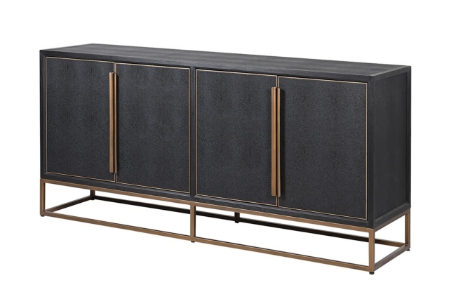 Coach House Grantham Lava Black Shagreen & Ebony Oak Wide Sideboard