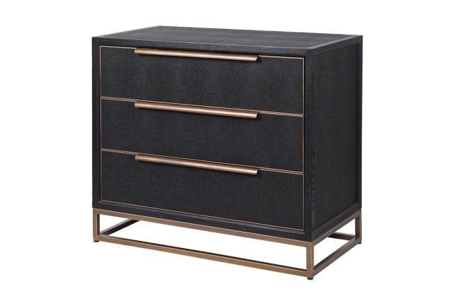 Coach House Grantham Lava Black Shagreen & Ebony Oak Chest Of Drawers