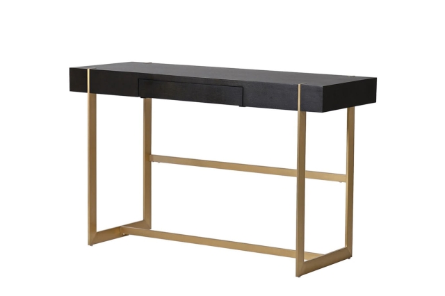 Coach House Soho Dark Brown & Gold Accents Desk Console Table