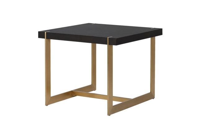 Coach House Soho Dark Brown & Gold Accents End Table