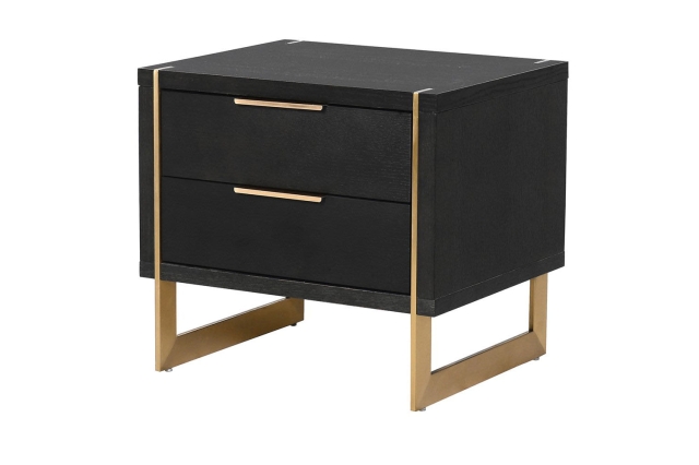 Coach House Soho Dark Brown & Gold Accents Bedside Table