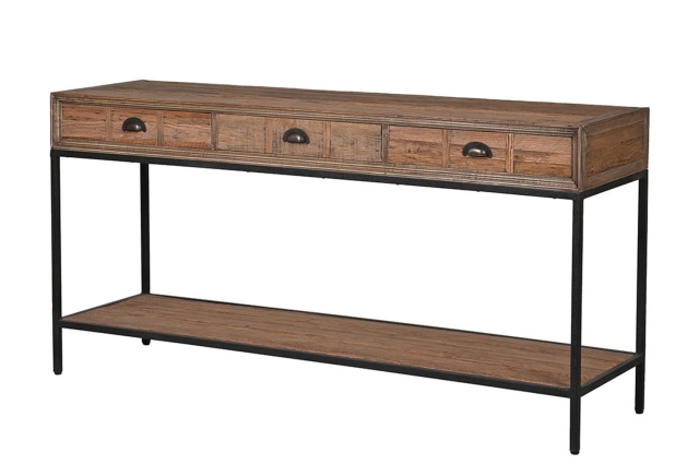 Coach House Reclaimed Oak 3 Drawer Console Table