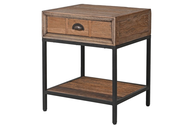 Coach House Reclaimed Oak Single Drawer Bedside