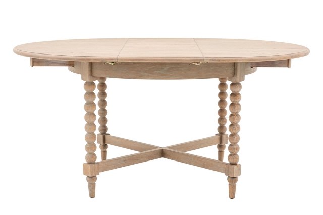 Gallery Direct Artisan Limewash Oak Extending Round Dining Table with Bobbin Detail Gallery Direct Artisan Limewash Oak Extending Round Dining Table with Bobbin Detail