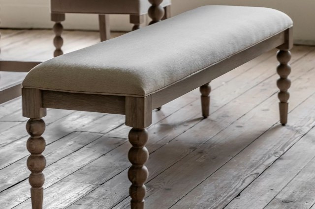 Gallery Direct Artisan Limewash Oak Dining Table Bench with Bobbin Detail Gallery Direct Artisan Limewash Oak Dining Table Bench with Bobbin Detail