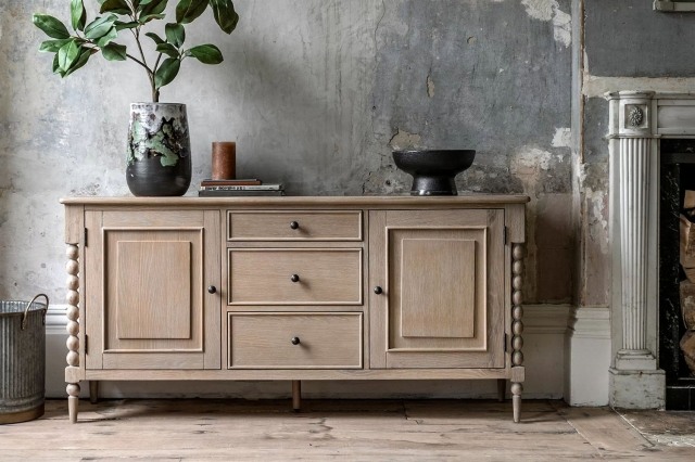 Gallery Direct Artisan Limewash Oak Large Sideboard with Bobbin Detail Gallery Direct Artisan Limewash Oak Large Sideboard with Bobbin Detail