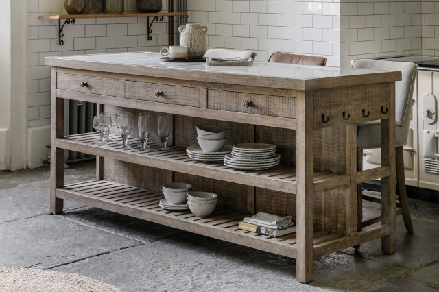 Gallery Direct Vancouver Rustic Pine Large Kitchen Island with Marble Top Gallery Direct Vancouver Rustic Pine Large Kitchen Island with Marble Top