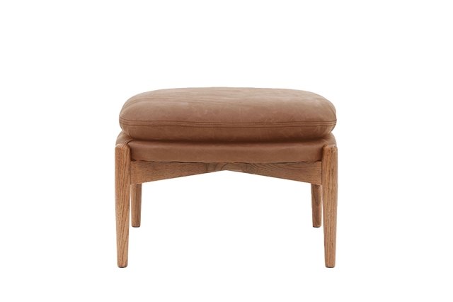 Gallery Direct Datsun Antique Brown Leather Footstool Gallery Direct Datsun Antique Brown Leather Footstool