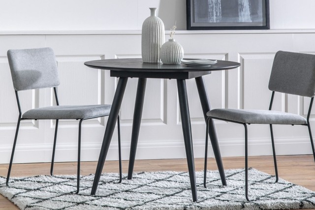 Gallery Direct Astley 90cm Round Black Oak Dining Table Gallery Direct Astley 90cm Round Black Oak Dining Table