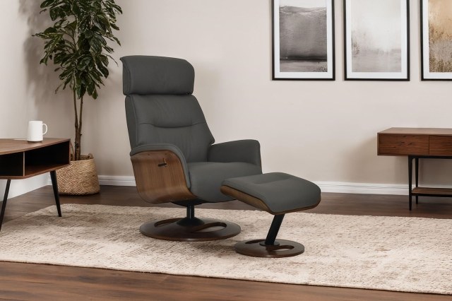 Reya Swivel Recliner Chair and Stool Reya Swivel Recliner Chair and Stool