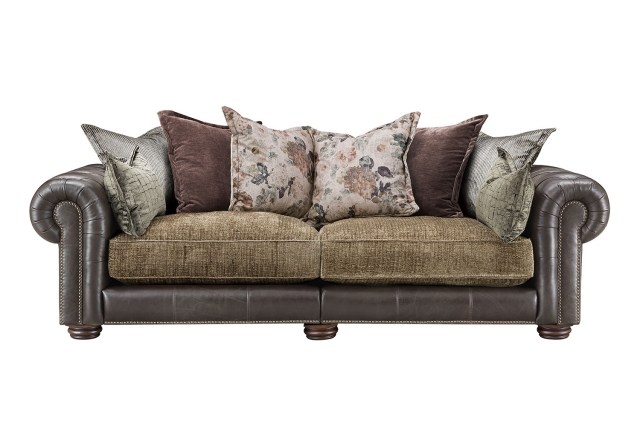 Atlantis Fabric & Leather Mix Pillow Back 3 Seater Sofa Atlantis Fabric & Leather Mix Pillow Back 3 Seater Sofa