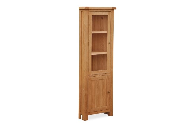 Salisbury Waxed Premium Oak Corner Display Cabinet Salisbury Waxed Premium Oak Corner Display Cabinet