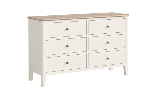 Marlow Oak Painted Coconut White 6 Drawer Chest of Drawers Marlow Oak Painted Coconut White 6 Drawer Chest of Drawers