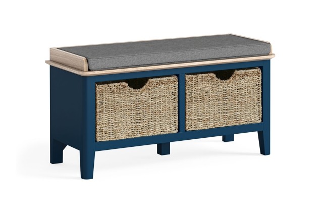 Marlow Oak Painted Navy Blue Storage Bench Marlow Oak Painted Navy Blue Storage Bench