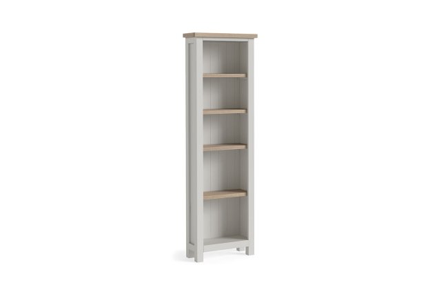 Modern Country Painted Oak Stone Grey Slim Bookcase Modern Country Painted Oak Stone Grey Slim Bookcase