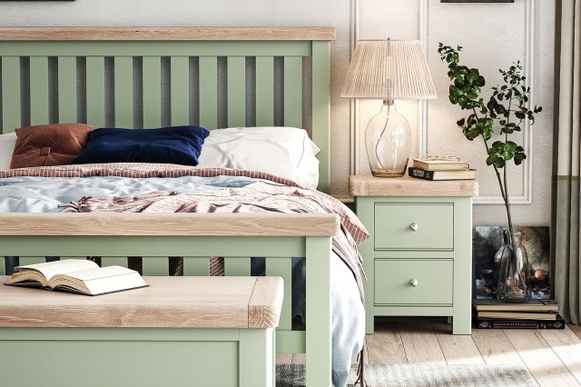 Salcombe Painted Oak Sage Green Bed Frame Salcombe Painted Oak Sage Green Bed Frame