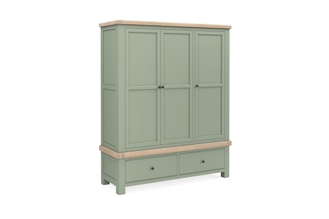 Salcombe Painted Oak Sage Green Triple Wardrobe Salcombe Painted Oak Sage Green Triple Wardrobe