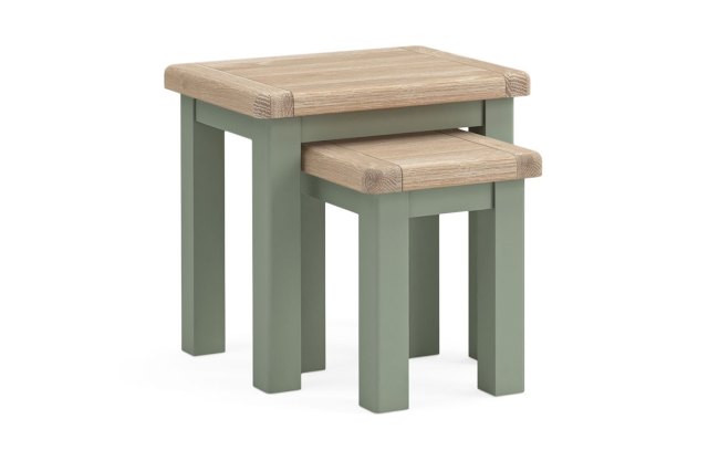 Salcombe Painted Oak Sage Green Nest Of Tables Salcombe Painted Oak Sage Green Nest Of Tables